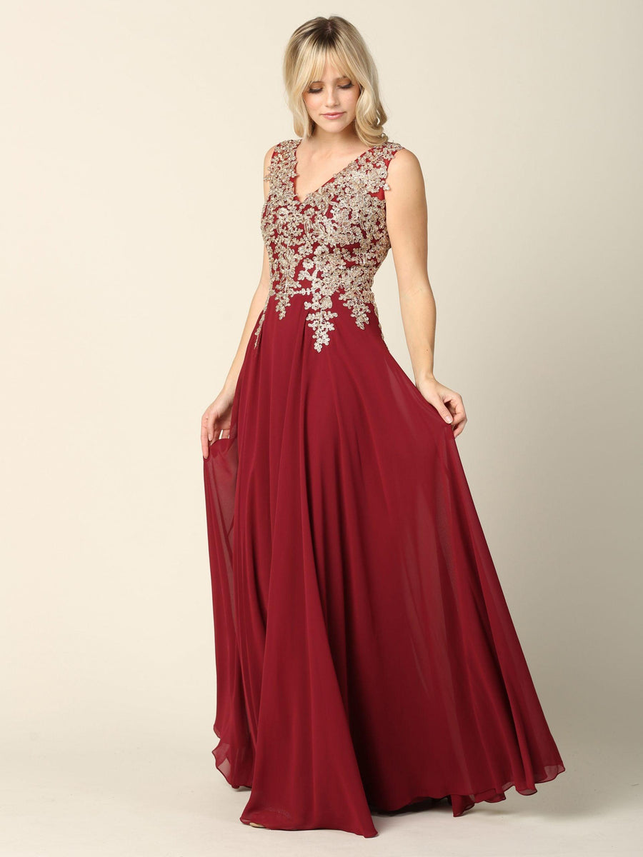 Long Mother of the Bride Chiffon Formal Dress - The Dress Outlet