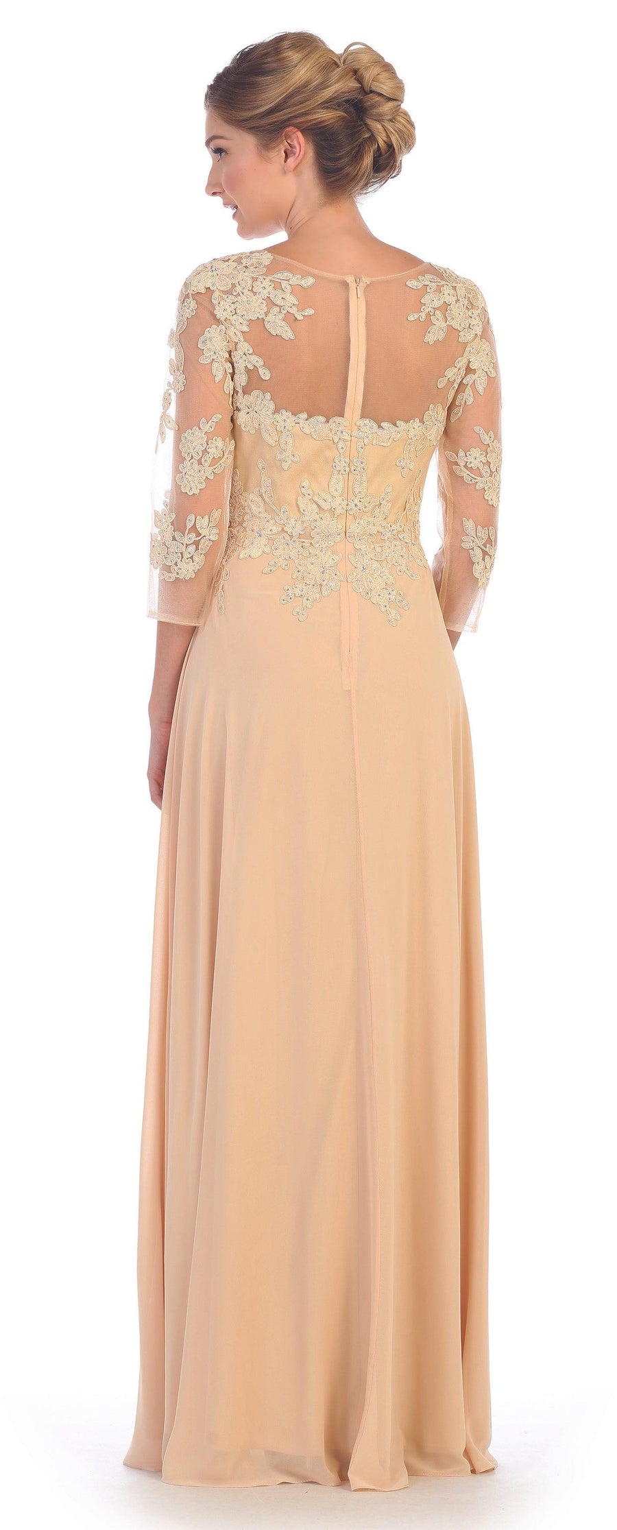 Long Mother of the Bride Formal Chiffon Dress Champagne