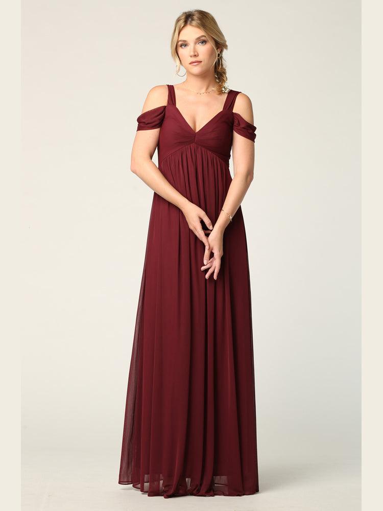 Long Off Shoulder Bridesmaids Dress - The Dress Outlet