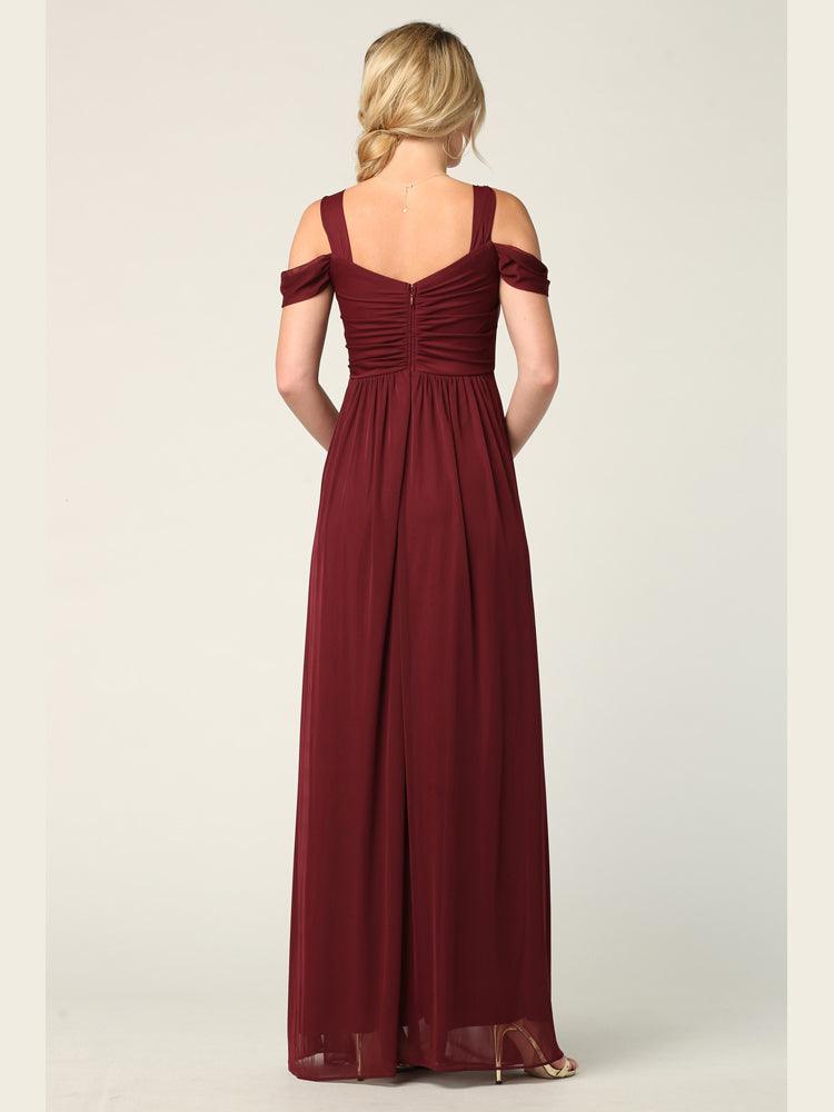 Long Off Shoulder Bridesmaids Dress - The Dress Outlet