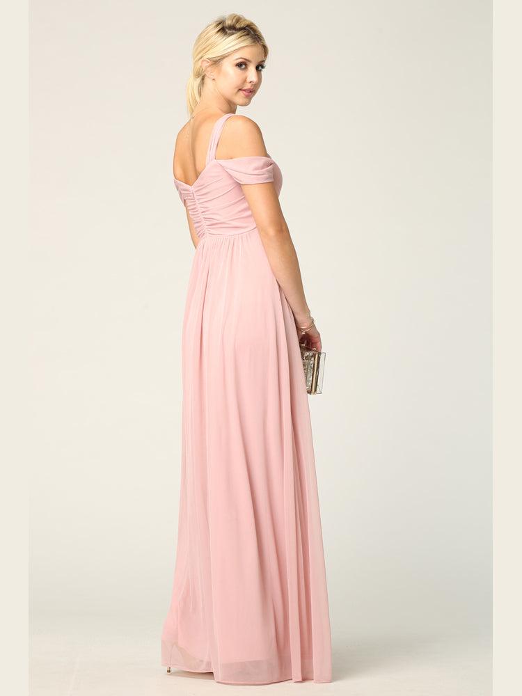 Long Off Shoulder Bridesmaids Dress - The Dress Outlet