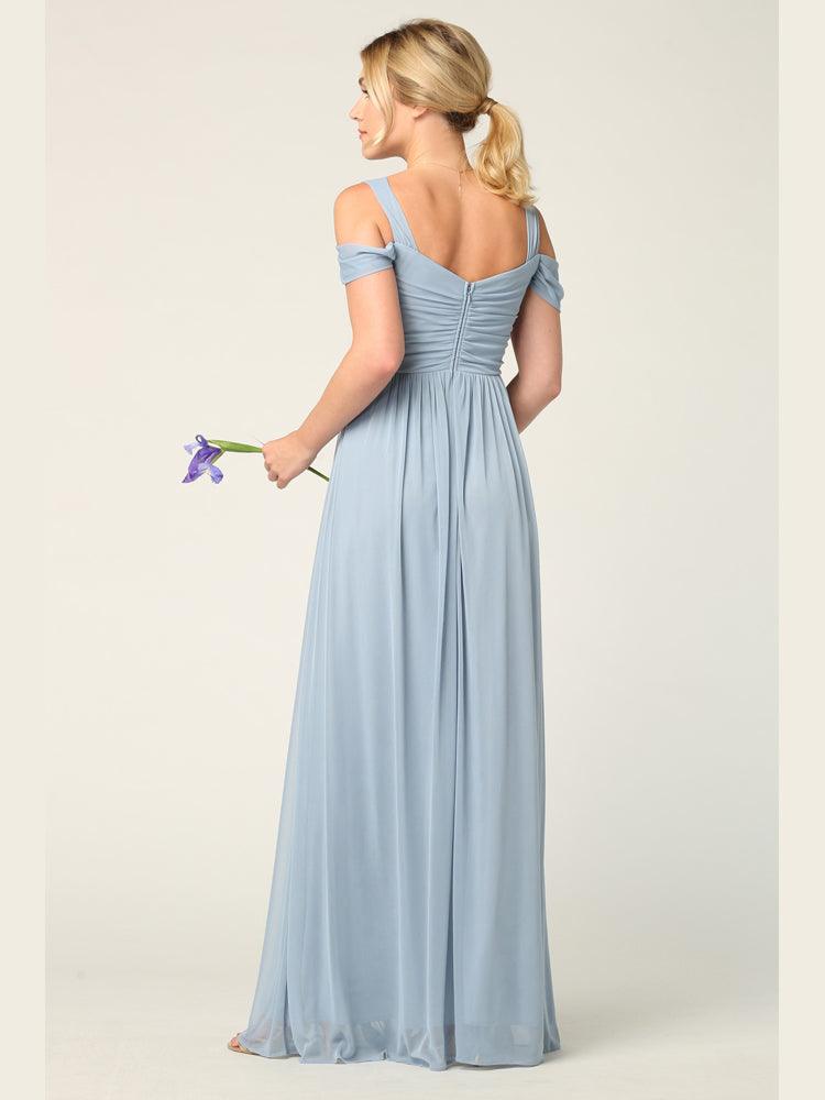 Long Off Shoulder Bridesmaids Dress - The Dress Outlet