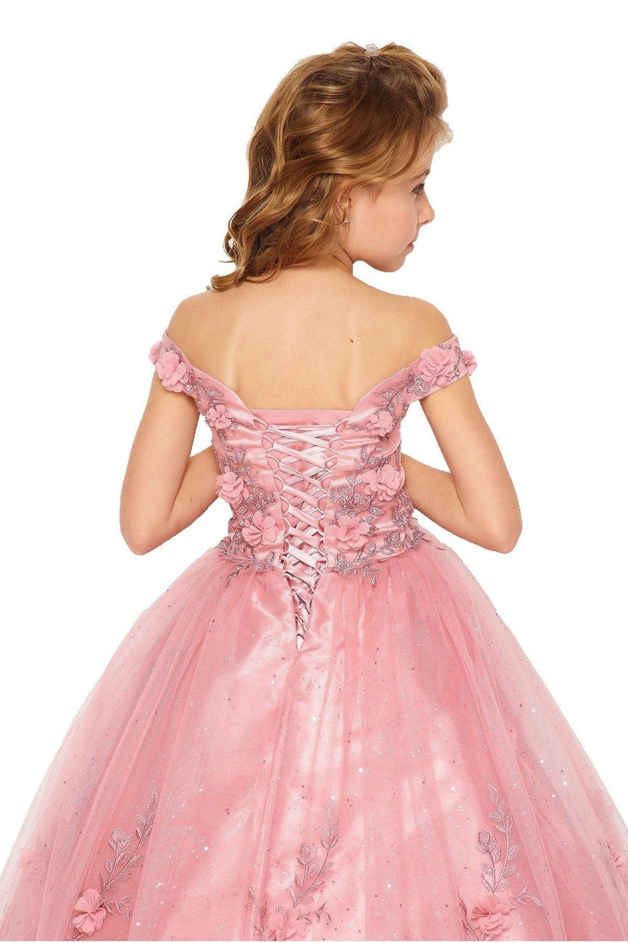 Long Off Shoulder Flower Girls Dress - The Dress Outlet