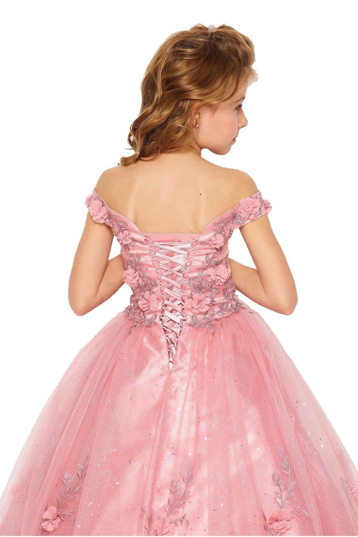 Long Off Shoulder Flower Girls Dress - The Dress Outlet
