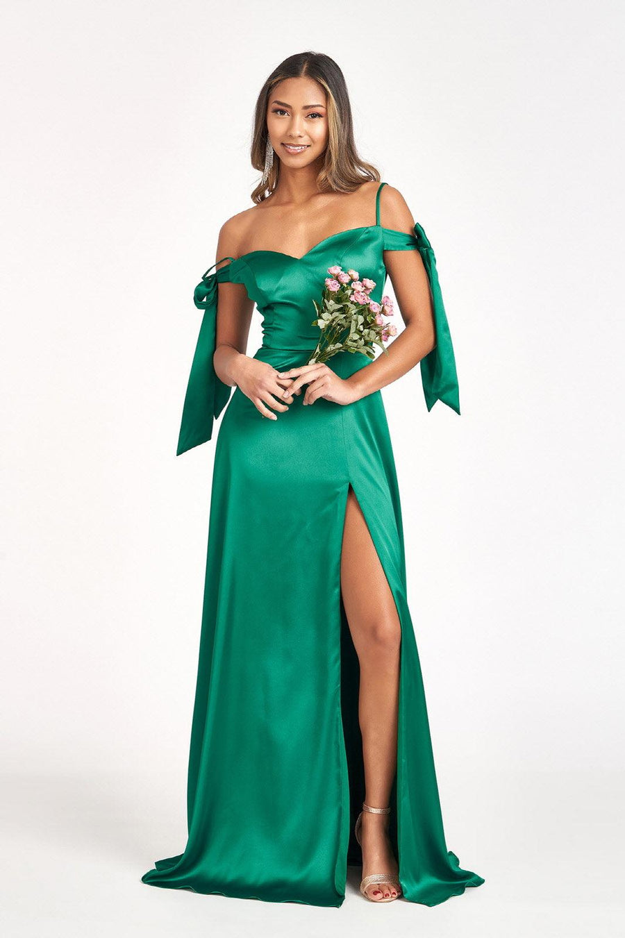 Long Off Shoulder Formal Bridesmaid Dress - The Dress Outlet