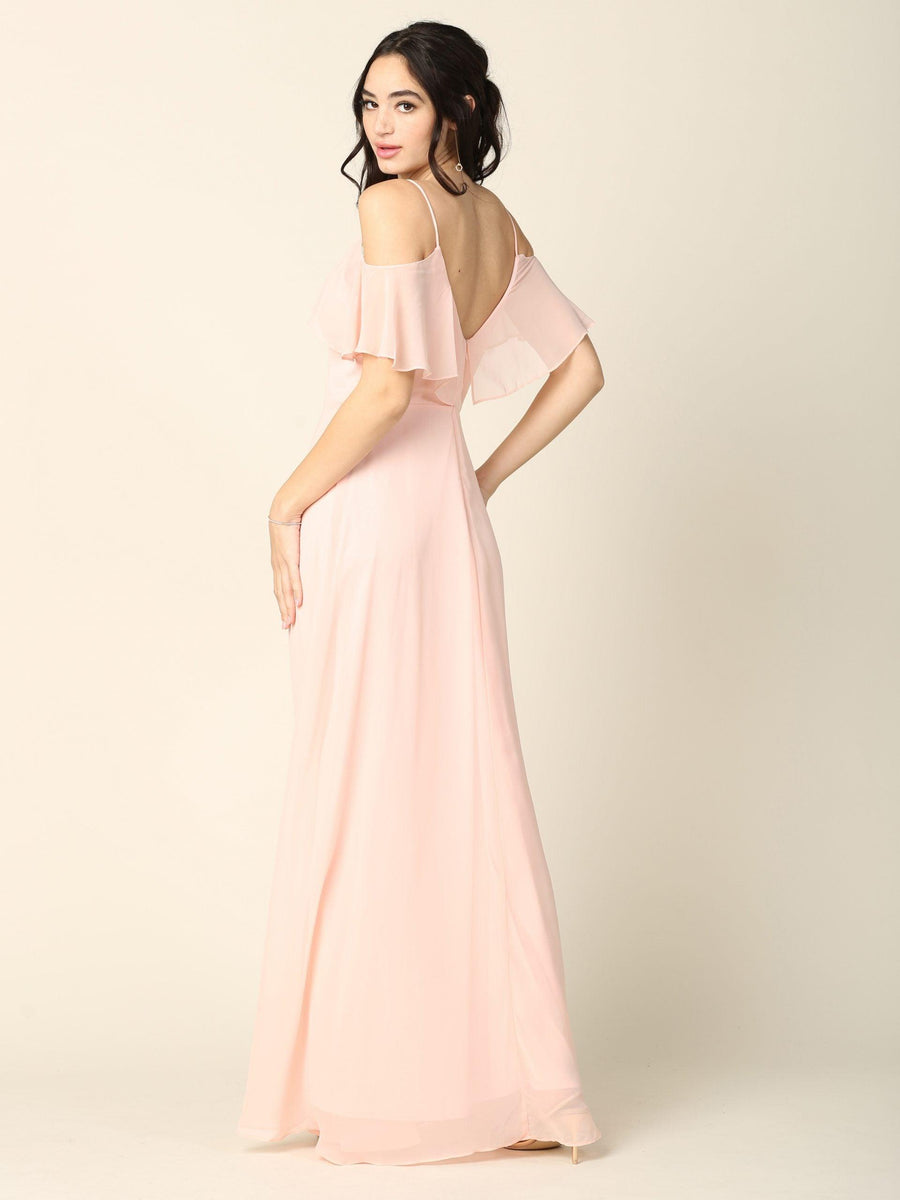 Long Off Shoulder Formal Bridesmaids Dress - The Dress Outlet