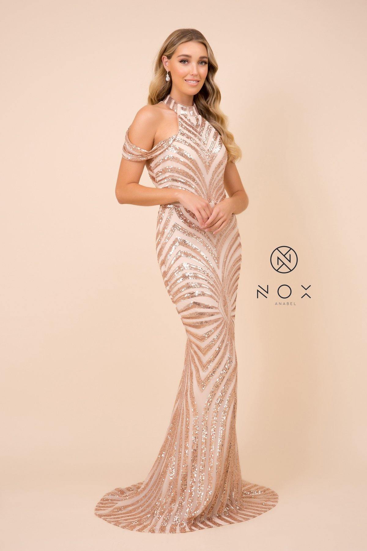 Long Prom Formal Off Shoulder Mermaid Dress - The Dress Outlet Nox Anabel
