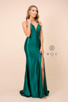 Long Sexy Satin High Slit Prom Dress Evening Gown - The Dress Outlet Nox Anabel