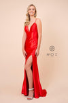 Long Sexy Satin High Slit Prom Dress Evening Gown - The Dress Outlet Nox Anabel