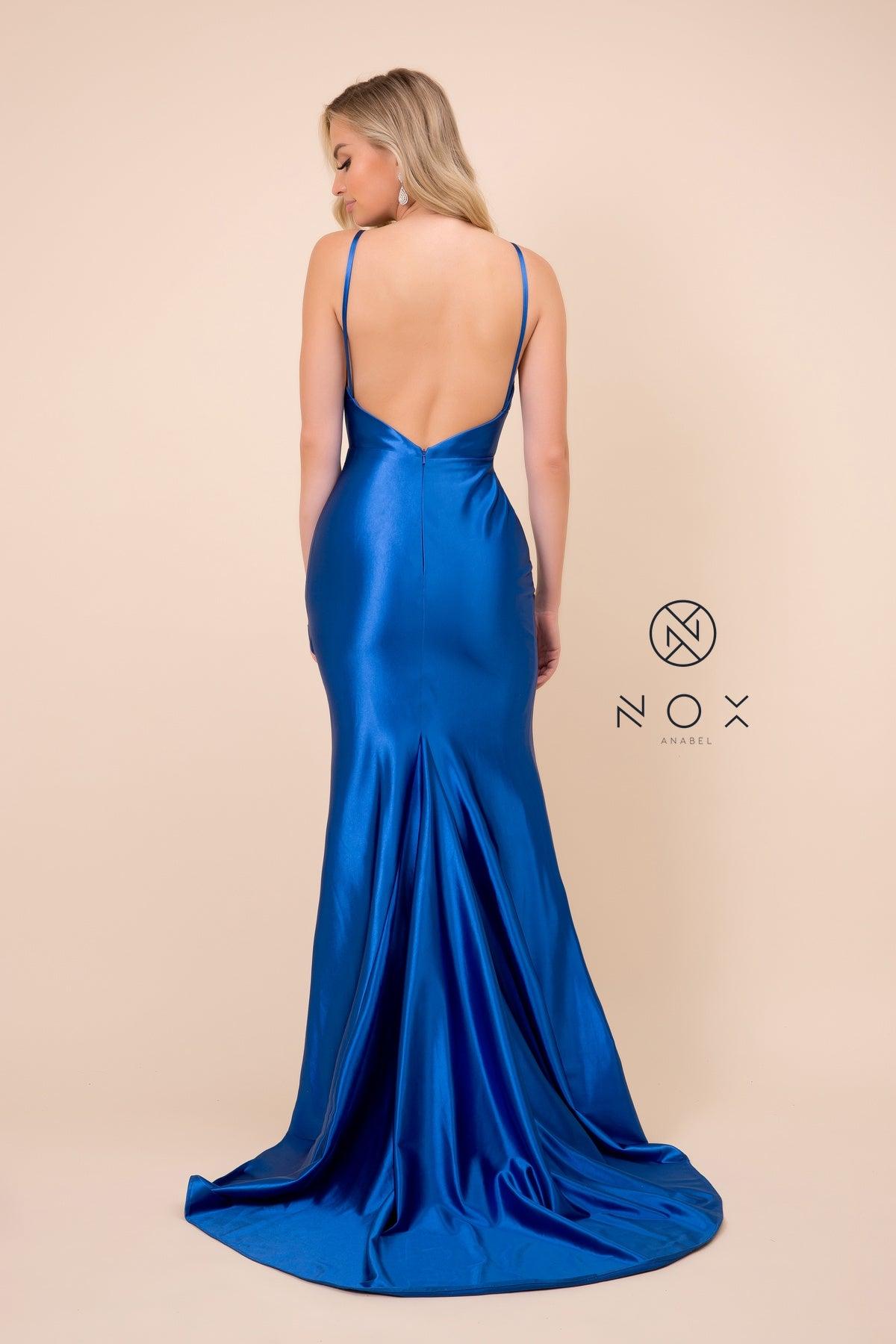 Long Sexy Satin High Slit Prom Dress Evening Gown - The Dress Outlet Nox Anabel