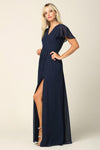 Long Short Sleeve Mother of the Bride Chiffon Dress - The Dress Outlet
