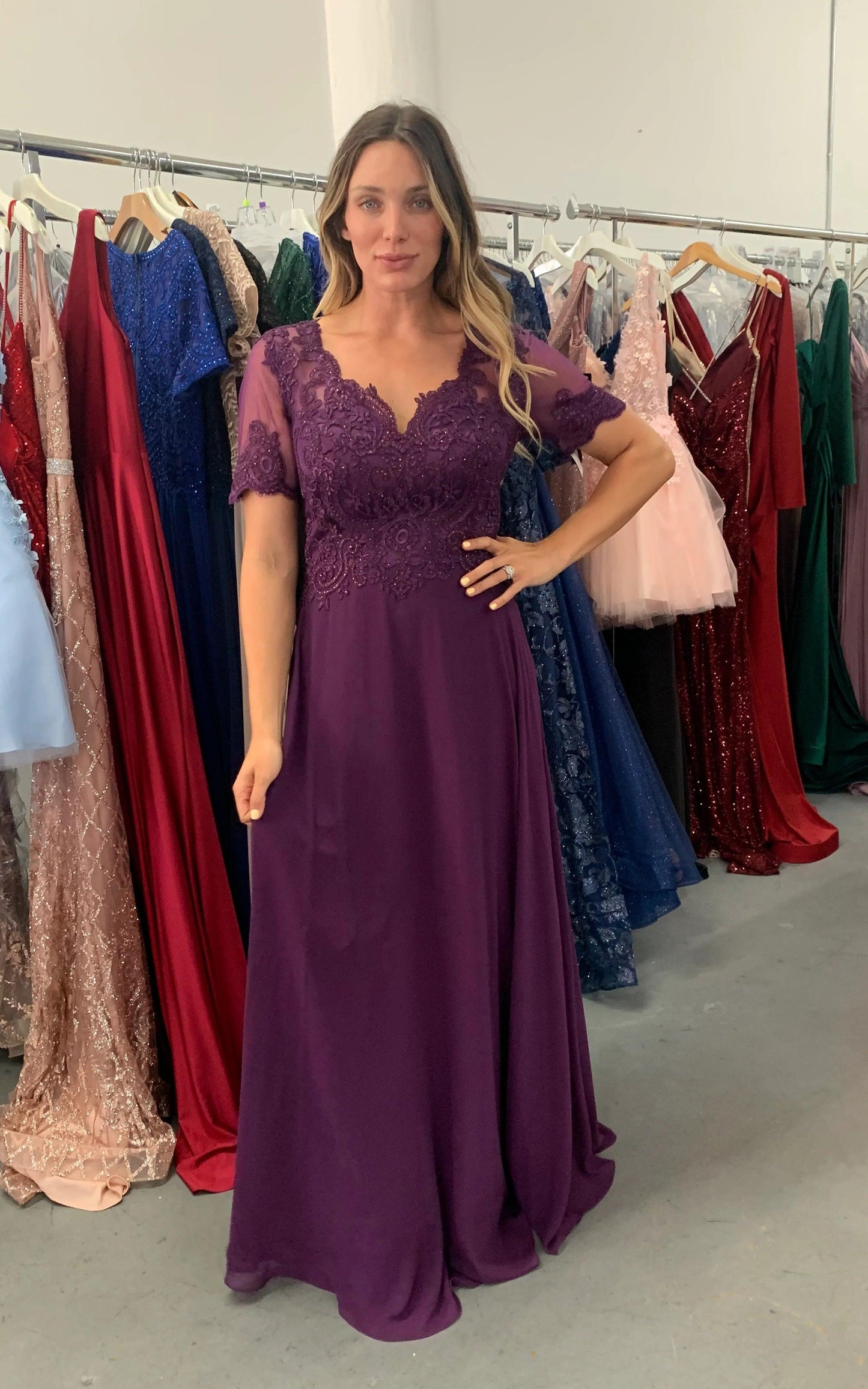 Long Short Sleeve Mother of the Bride Dress Sale - The Dress Outlet