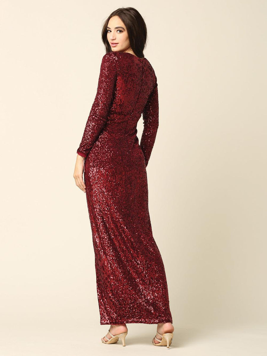 Long Sleeve Formal Evening Dress - The Dress Outlet