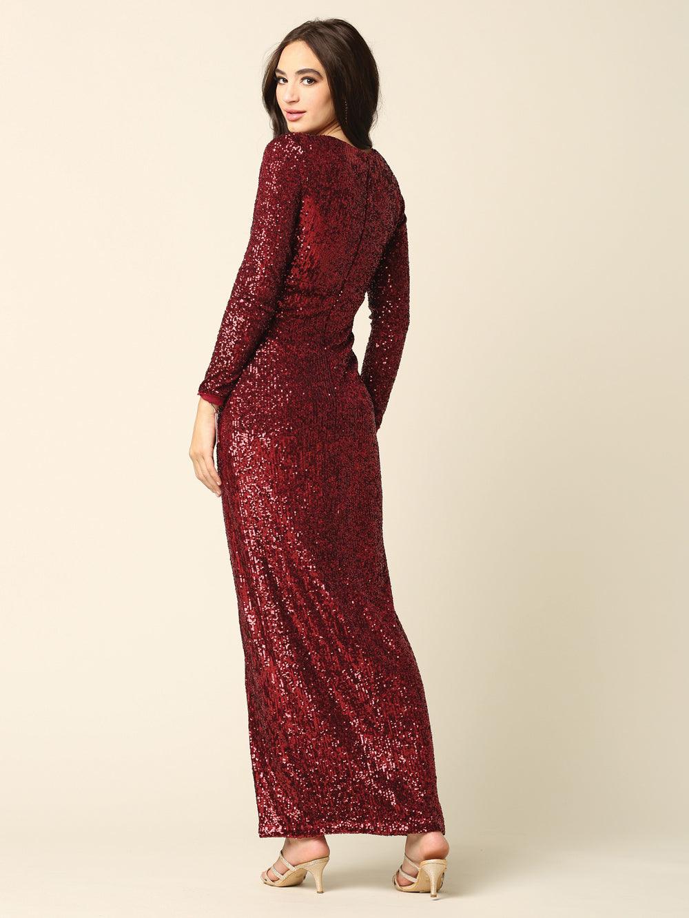 Long Sleeve Formal Evening Dress - The Dress Outlet