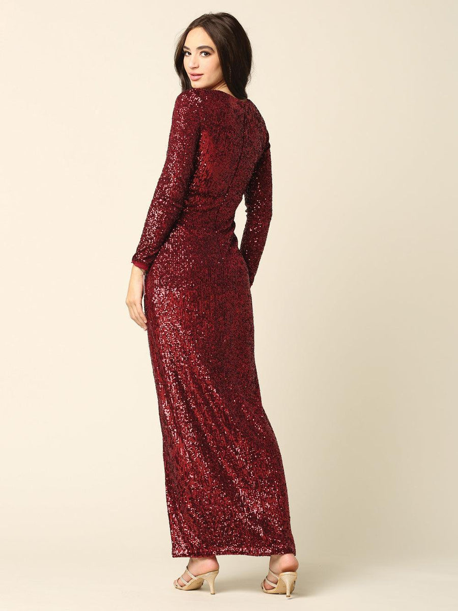 Long Sleeve Formal Evening Dress - The Dress Outlet