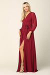 Long Sleeve Mother of the Bride Chiffon Dress - The Dress Outlet