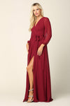 Long Sleeve Mother of the Bride Chiffon Dress - The Dress Outlet