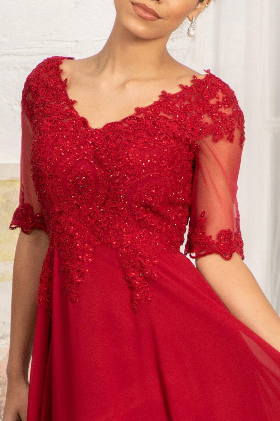 Long 3/4 Sleeve Mother of the Bride Formal Dress - The Dress Outlet