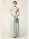 Long Sleeveless Bridesmaids Lace Chiffon Dress - The Dress Outlet