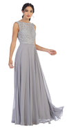 Long Sleeveless Bridesmaids Lace Chiffon Dress - The Dress Outlet