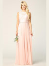 Long Sleeveless Bridesmaids Lace Chiffon Dress - The Dress Outlet
