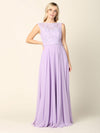Long Sleeveless Bridesmaids Lace Chiffon Dress - The Dress Outlet