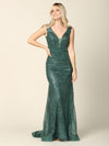 Long Sleeveless Fitted Formal Glitter Dress - The Dress Outlet