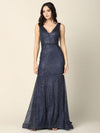 Long Sleeveless Fitted Formal Glitter Dress - The Dress Outlet