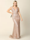 Long Sleeveless Fitted Formal Glitter Dress - The Dress Outlet