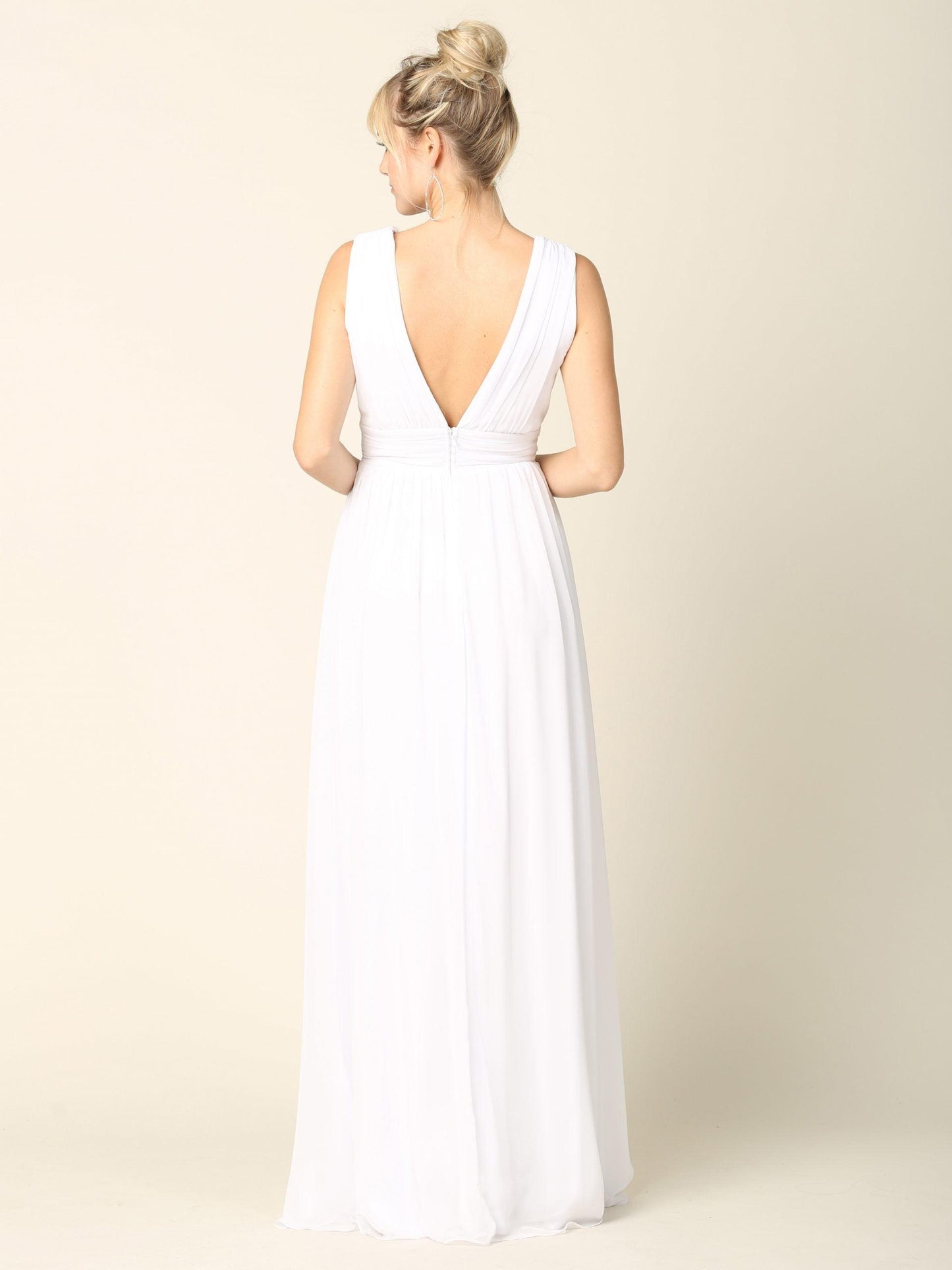 Long Sleeveless Formal Bridesmaids Slit Dress - The Dress Outlet