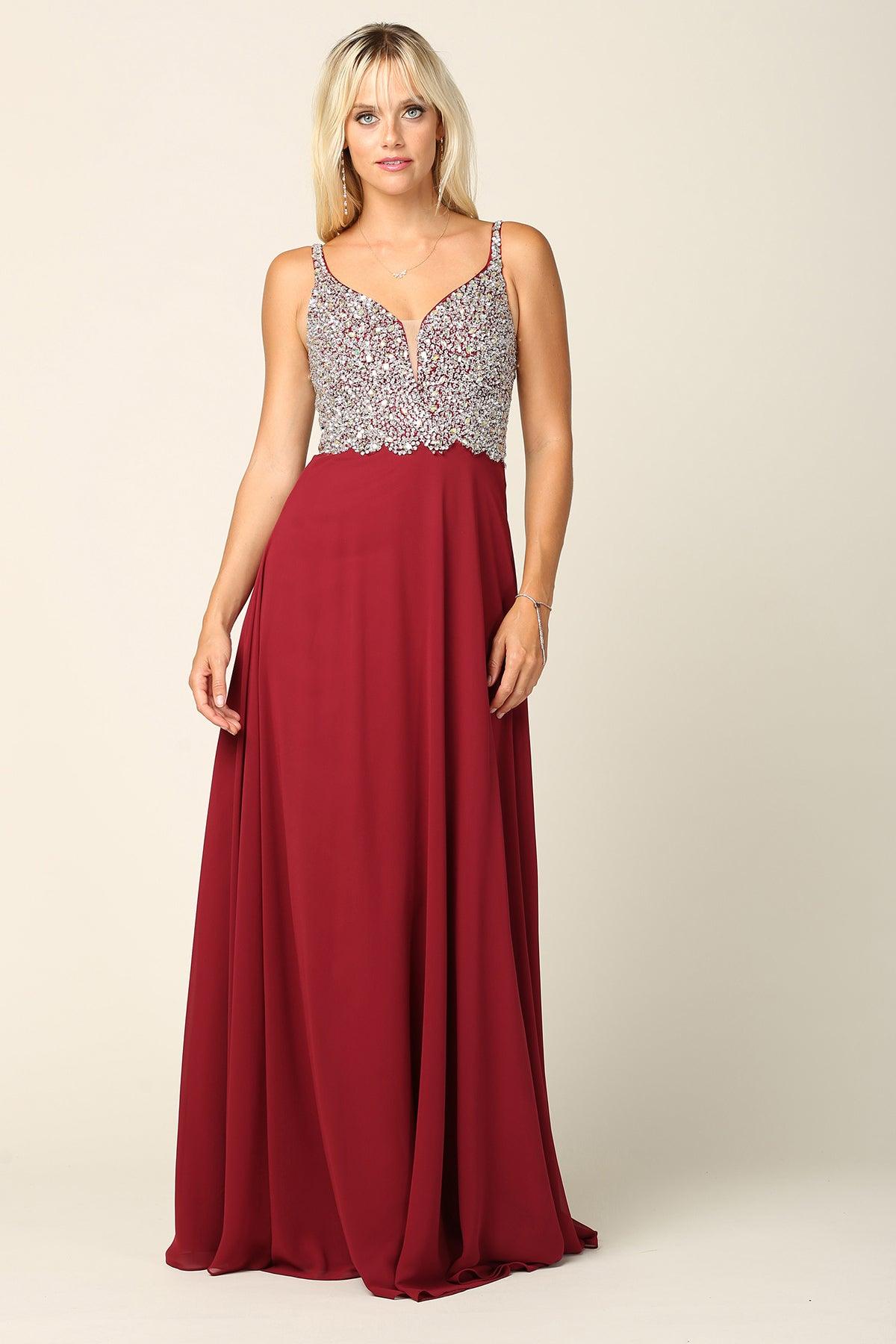 Long Sleeveless Formal Chiffon Dress - The Dress Outlet