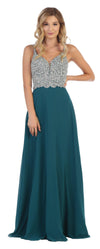 Long Sleeveless Formal Chiffon Dress - The Dress Outlet