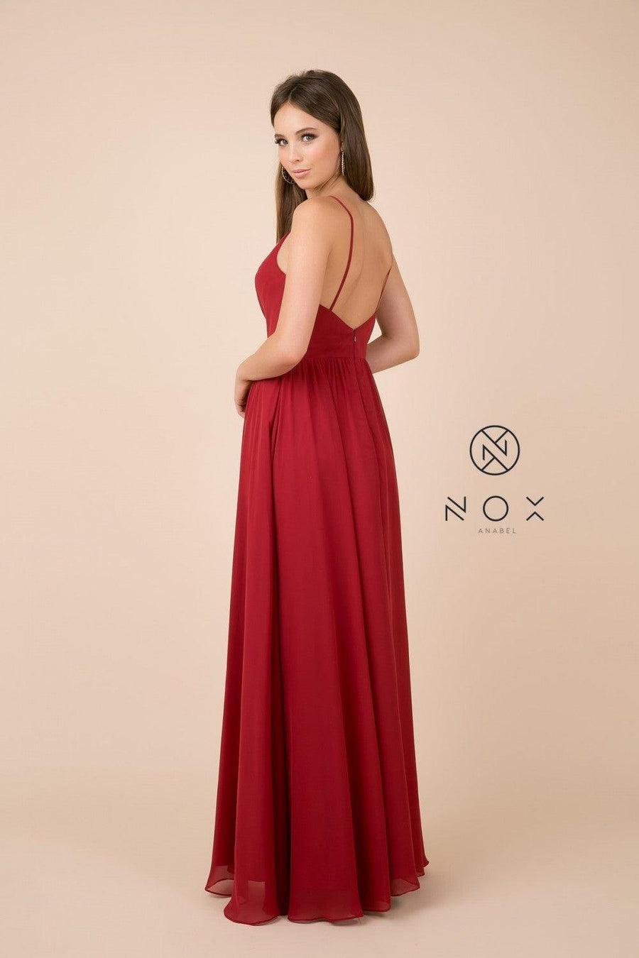 Long Sleeveless Formal Dress Bridesmaid Burgundy