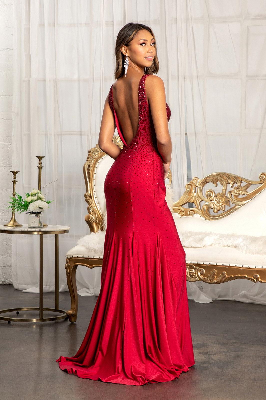 Long Sleeveless Formal Mermaid Fit Prom Dress - The Dress Outlet