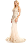 Long Sleeveless Formal Mermaid Lace Prom Dress - The Dress Outlet