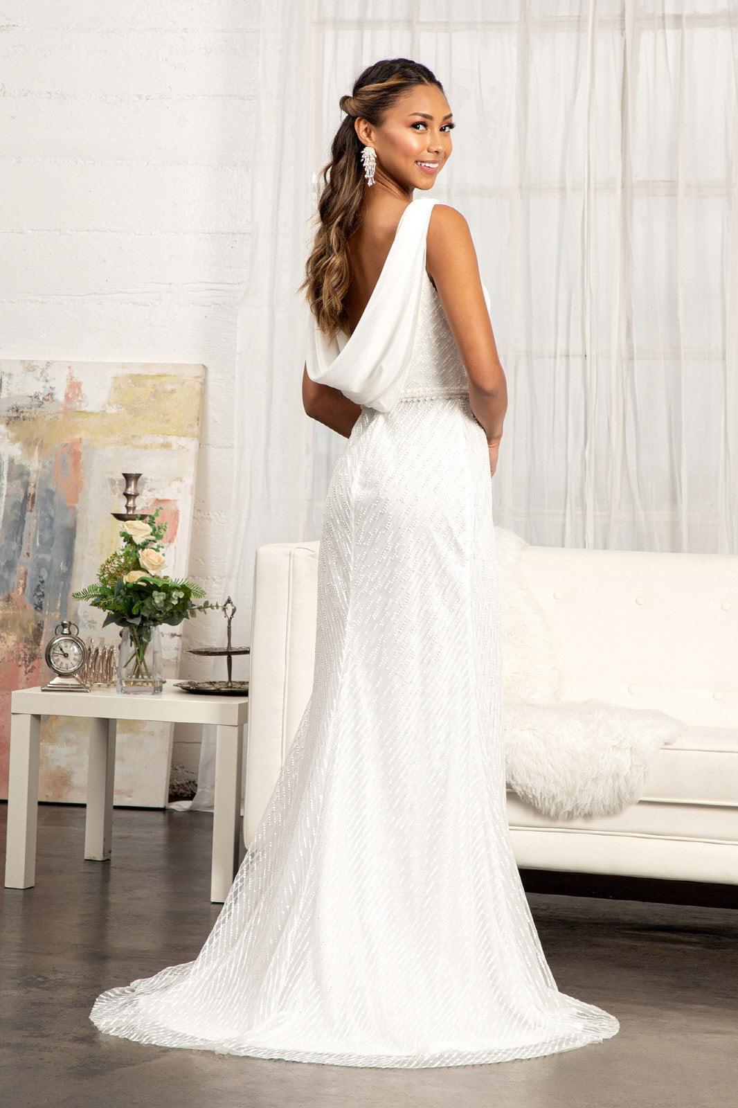 Long Sleeveless Formal Mermaid Mesh Prom Dress - The Dress Outlet