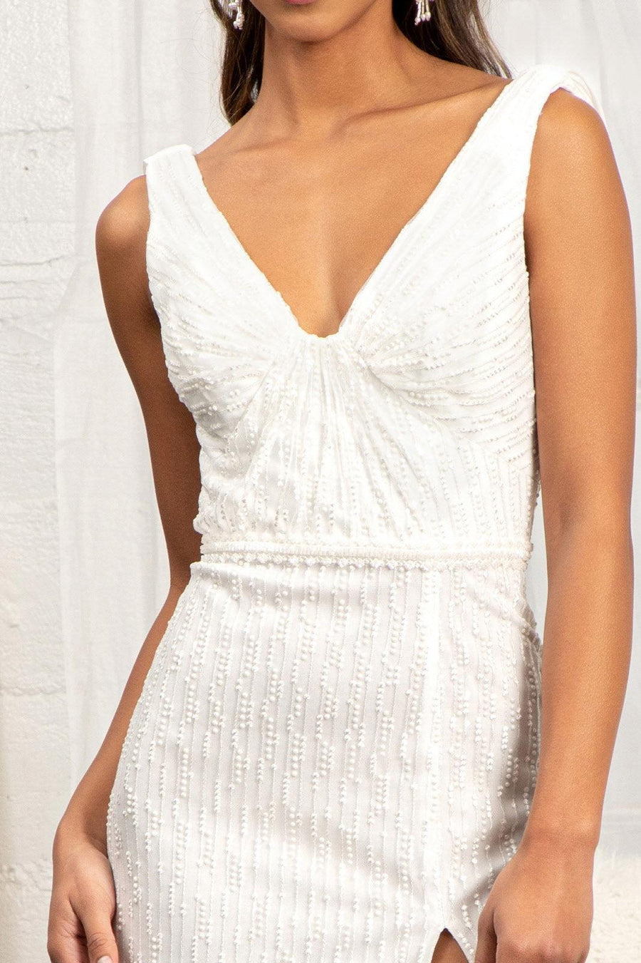 Long Sleeveless Formal Mermaid Mesh Prom Dress - The Dress Outlet