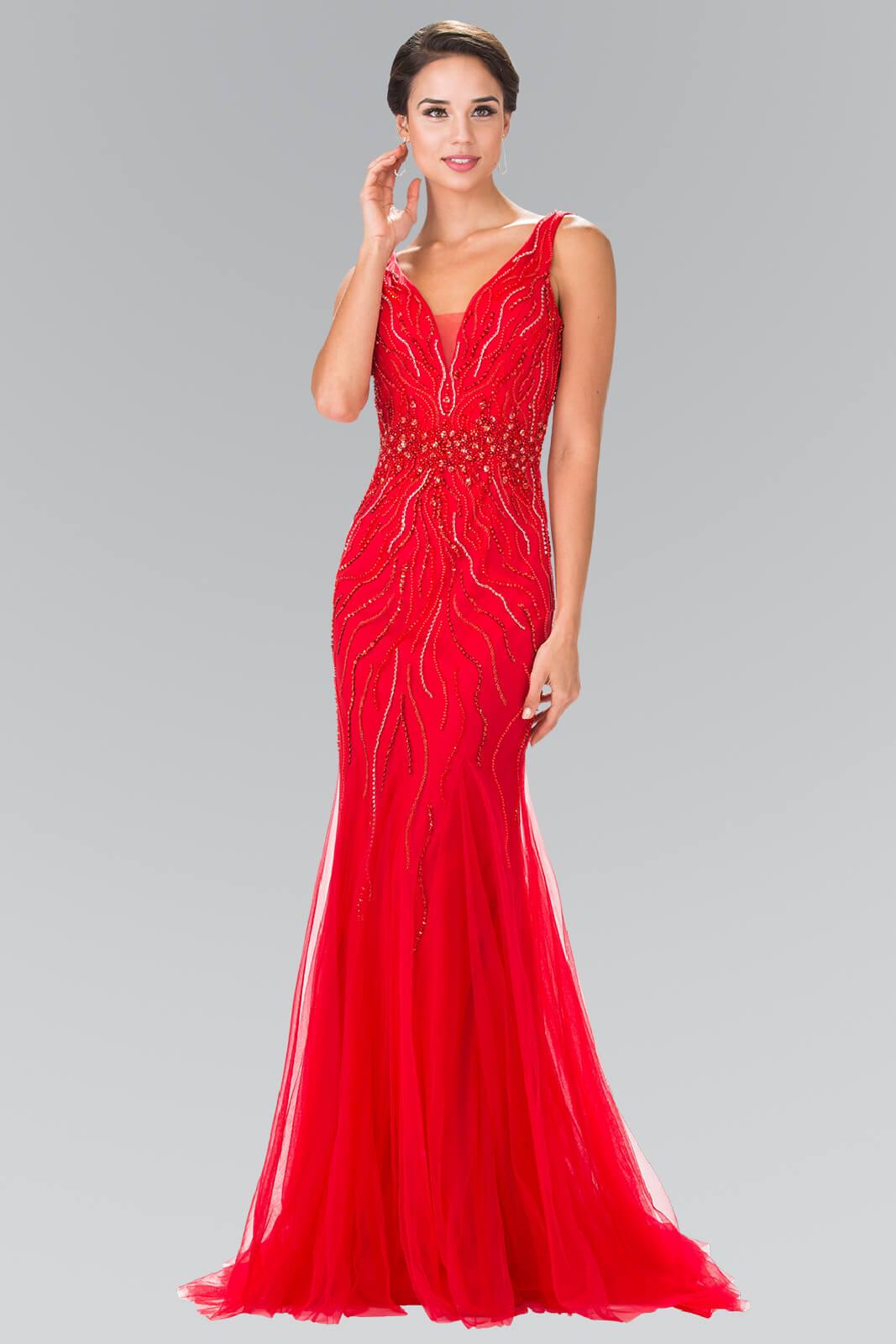 Long Sleeveless V-Neck Prom Dress - The Dress Outlet Elizabeth K