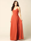 Long Spaghetti Strap Chiffon Wrap Bridesmaids Gown - The Dress Outlet