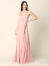Long Spaghetti Strap Chiffon Wrap Bridesmaids Gown - The Dress Outlet