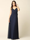 Long Spaghetti Strap Chiffon Wrap Bridesmaids Gown - The Dress Outlet
