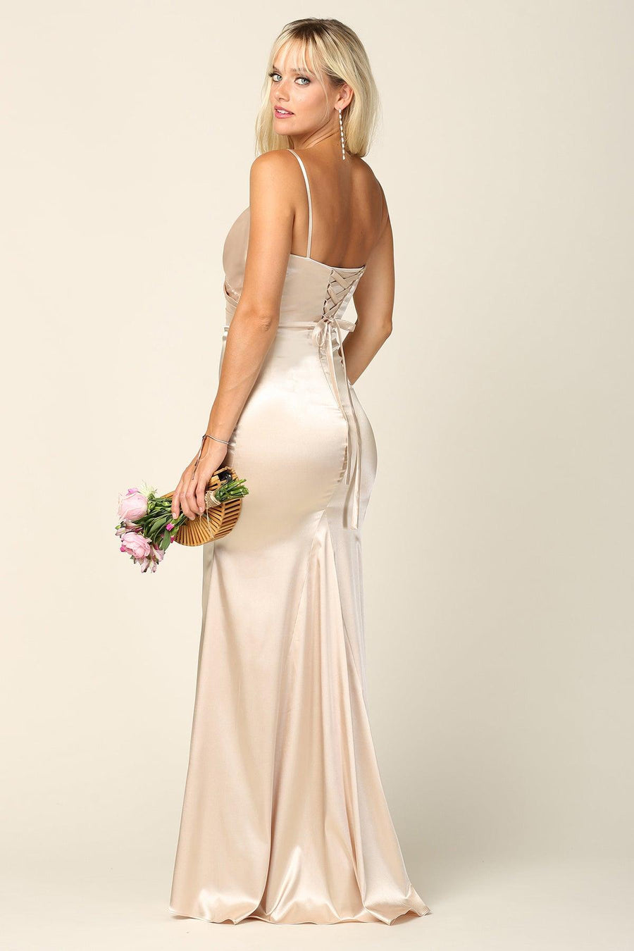 Long Spaghetti Strap Formal Dress Bridesmaids - The Dress Outlet