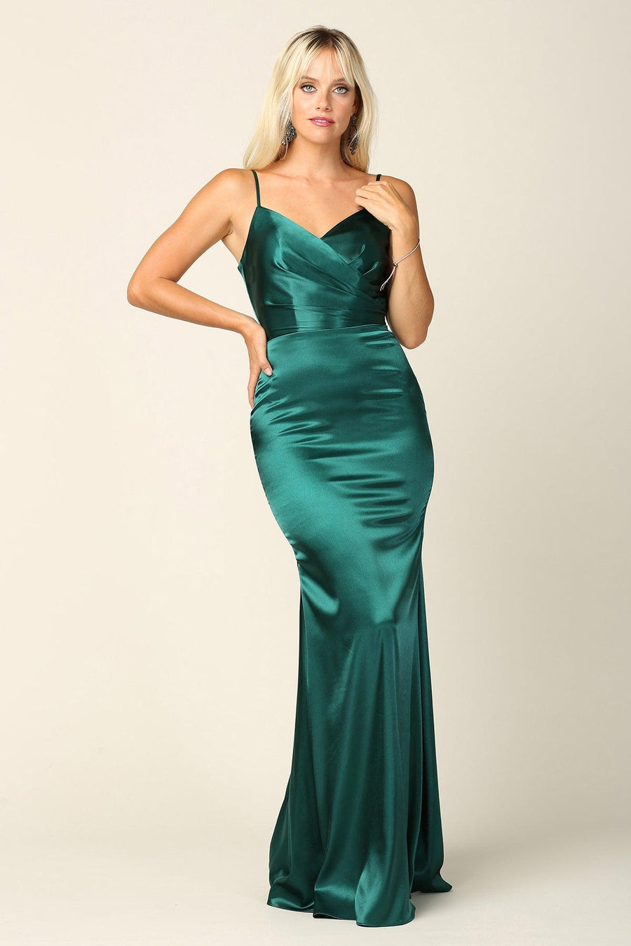Long Spaghetti Strap Formal Dress Bridesmaids - The Dress Outlet