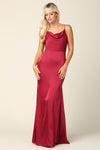 Long Spaghetti Strap Formal Satin Bridesmaids Dress - The Dress Outlet