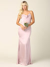 Long Spaghetti Strap Formal Satin Bridesmaids Dress - The Dress Outlet