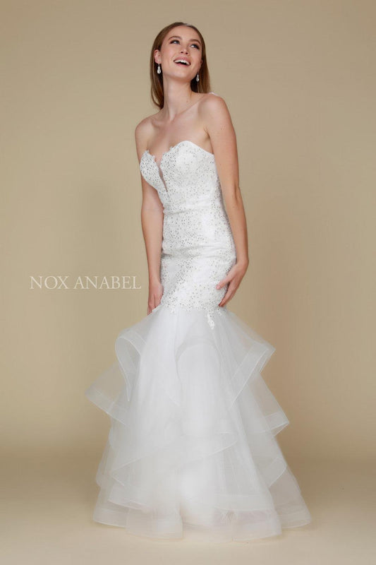 Long Strapless Formal Wedding Bridal Dress - The Dress Outlet Nox Anabel