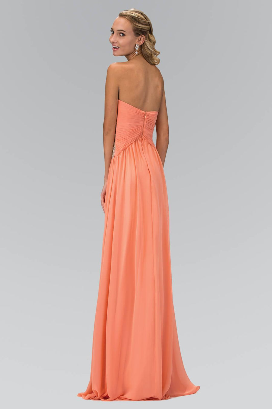 Long Strapless Sweetheart Chiffon Prom Formal Dress - The Dress Outlet Elizabeth K
