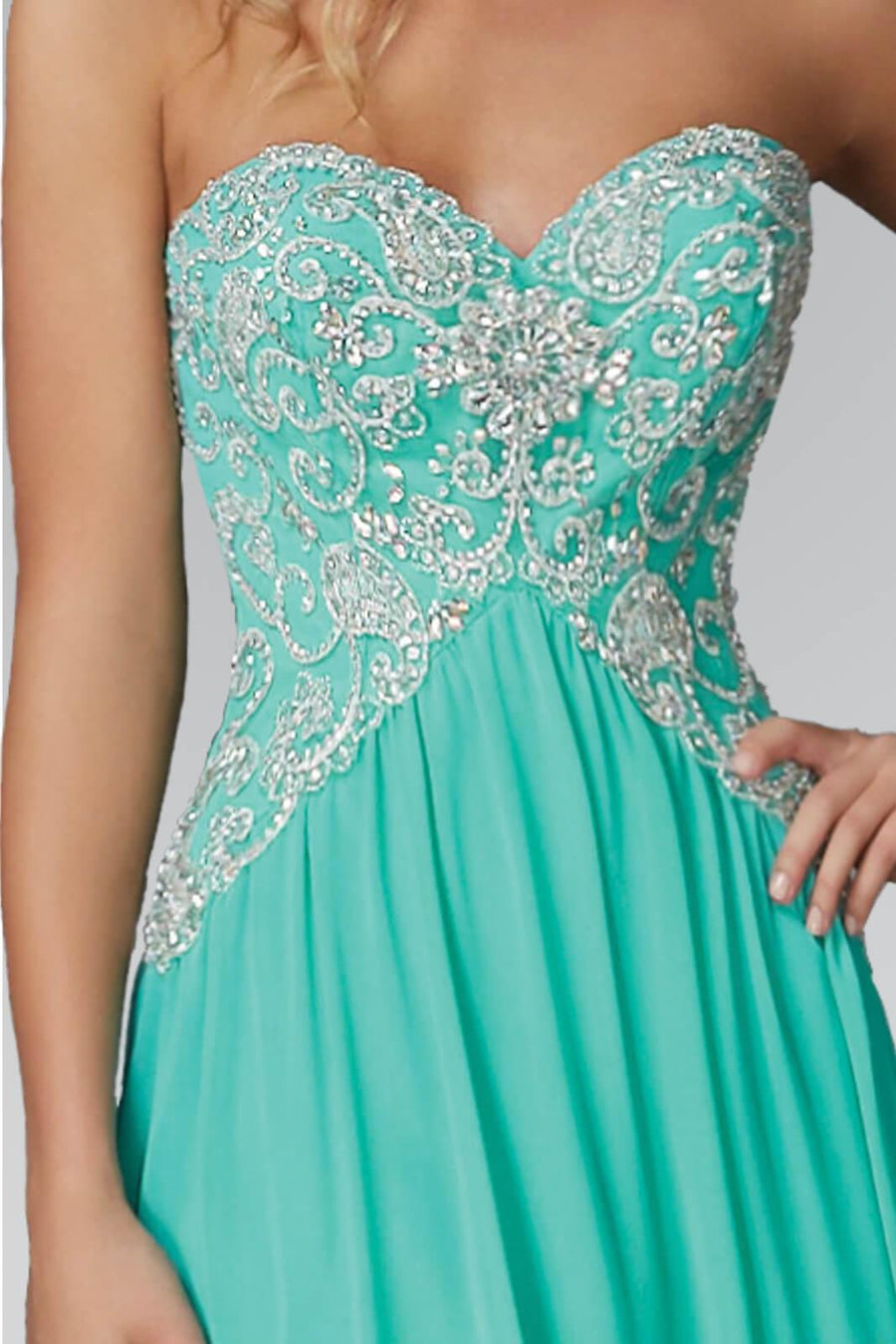 Long Strapless Sweetheart Chiffon Prom Formal Dress - The Dress Outlet Elizabeth K