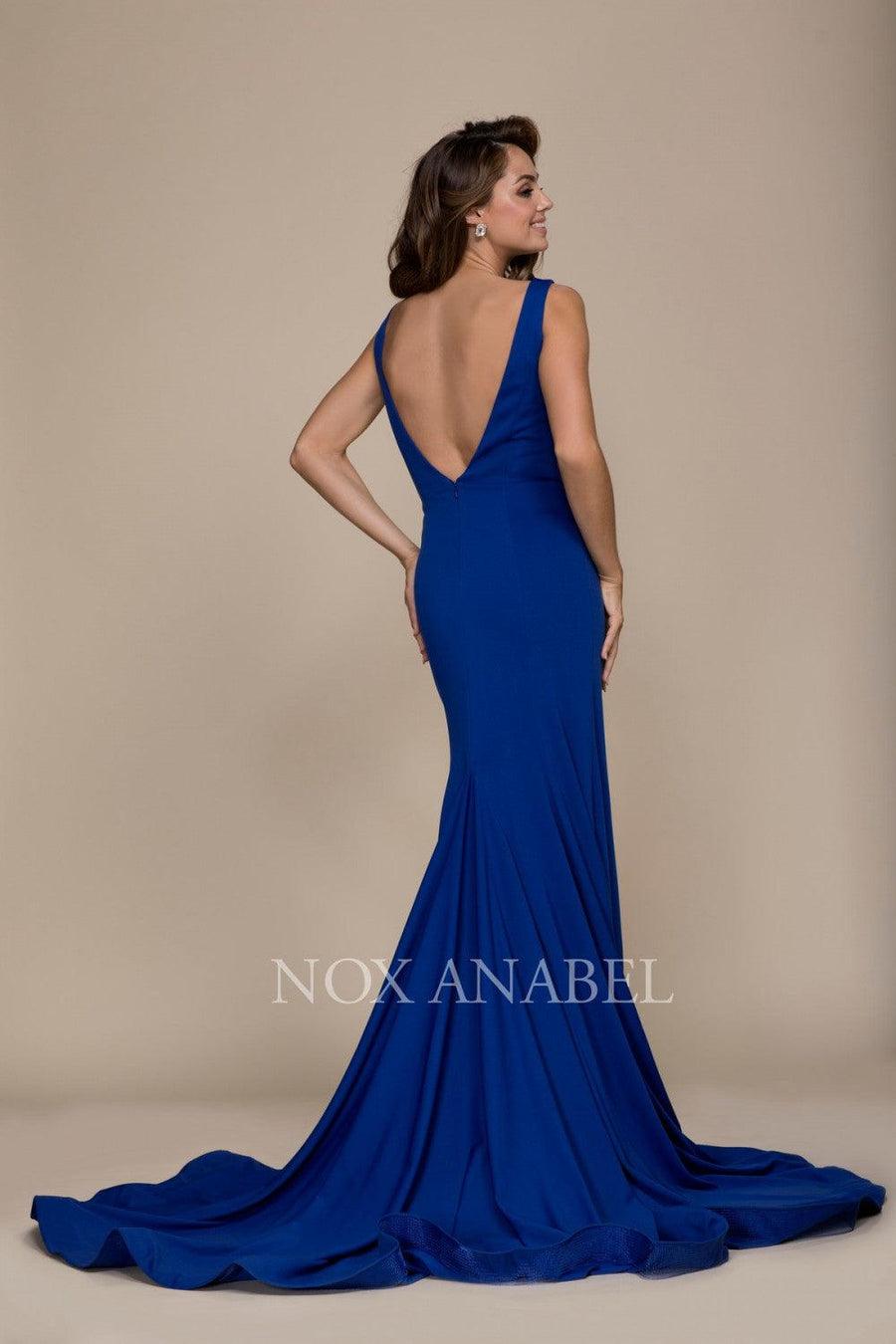 Long V Back Formal Prom Dress Evening Gown - The Dress Outlet Nox Anabel