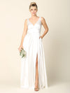 Long Wedding Dress Sleeveless Satin Bridal Gown - The Dress Outlet